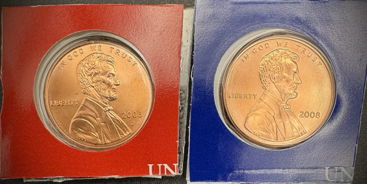 2008 Satin Finish Lincoln Memorial Cent P D Uncirculated 2 Coin Set From US Mint0