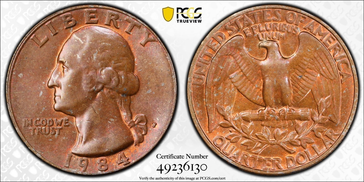1984-P Washington Quarter PCGS MS64 MINT ERROR Improperly Annealed0
