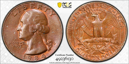1984-P Washington Quarter PCGS MS64 MINT ERROR Improperly Annealed0