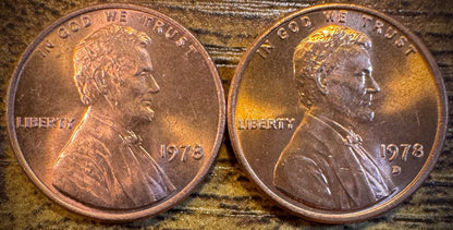 1978 P & D Lincoln Memorial Cent BU 2 Coin Set From Original Rolls0