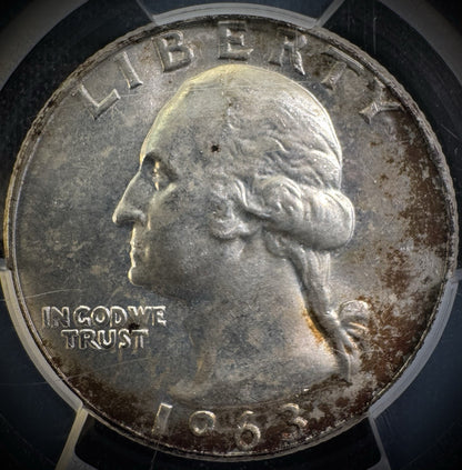 1963-D Silver Washington Quarter PCGS MS66 TONED0