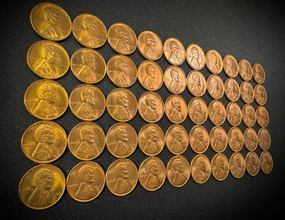 1949-S Lincoln Wheat Cent Penny Red Uncirculated Roll Of 50 Coins3