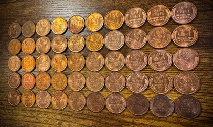 1938 Lincoln Wheat Cent Mostly Red Uncirculated Roll Of 50 Coins4