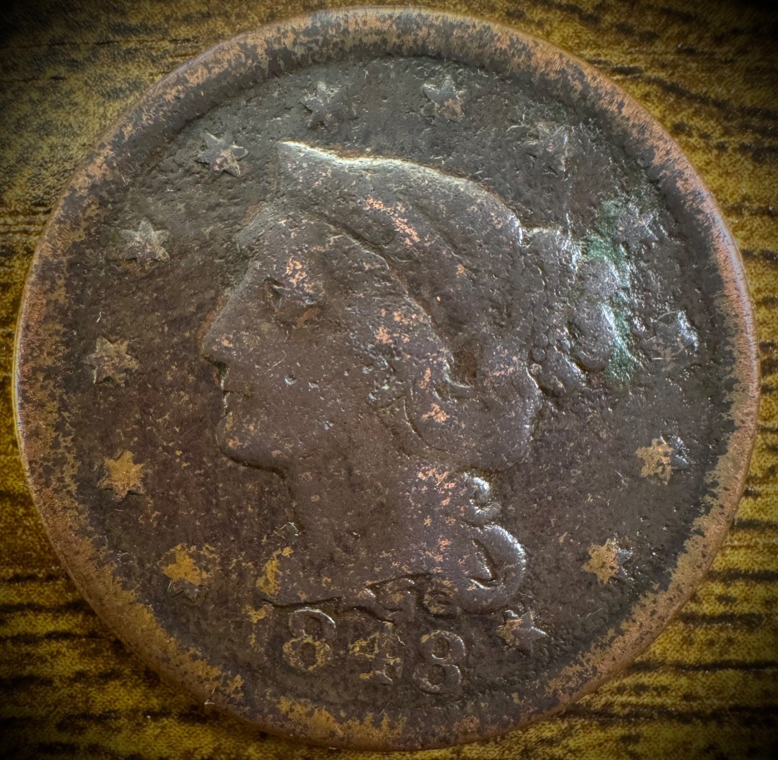 1848 Large Cent Coronet Head Braided Hair Style #20
