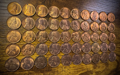 1937 Lincoln Wheat Cent Red-RB Toners Uncirculated Roll Of 50 Coins2