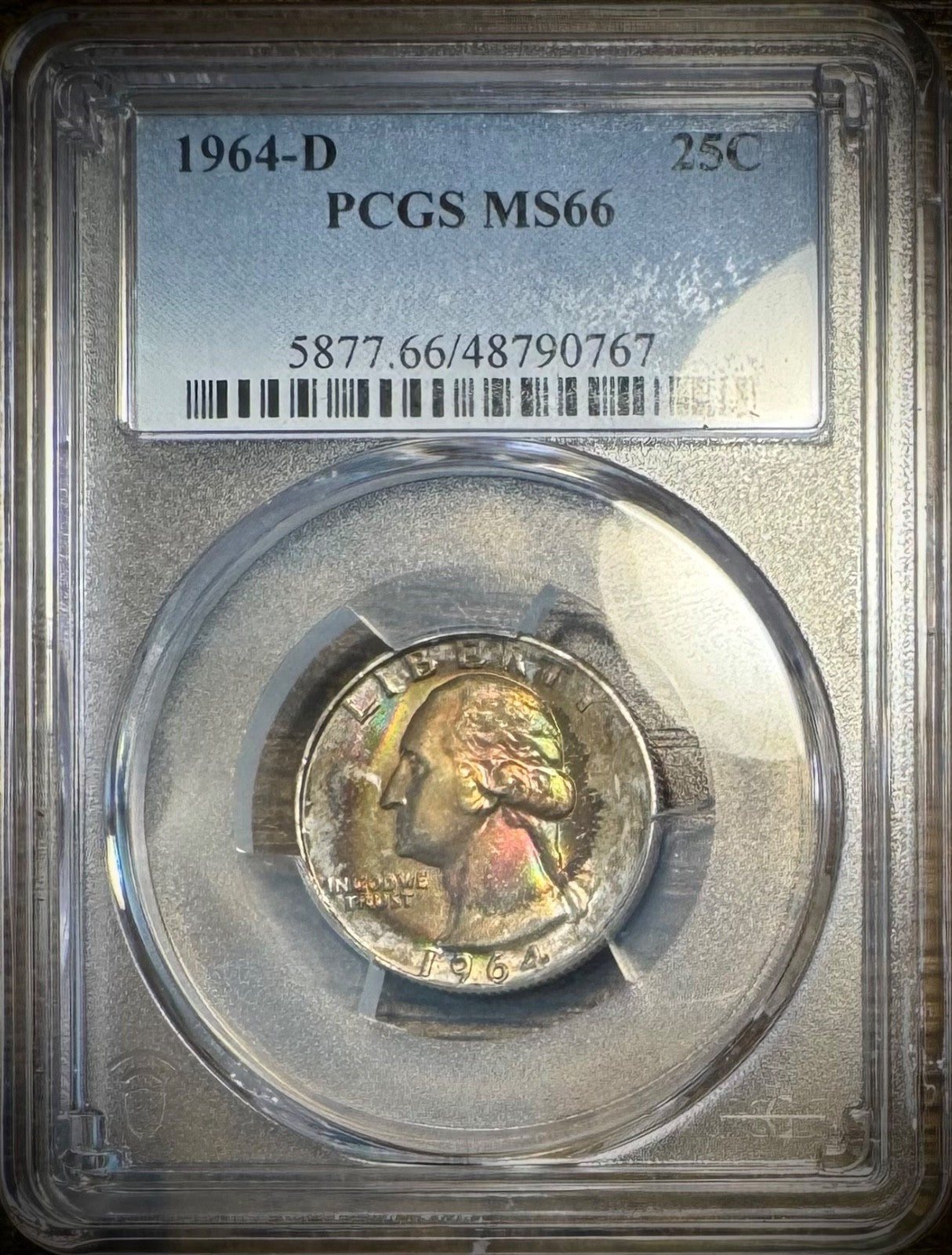 1964-D Silver Washington Quarter PCGS MS66 5