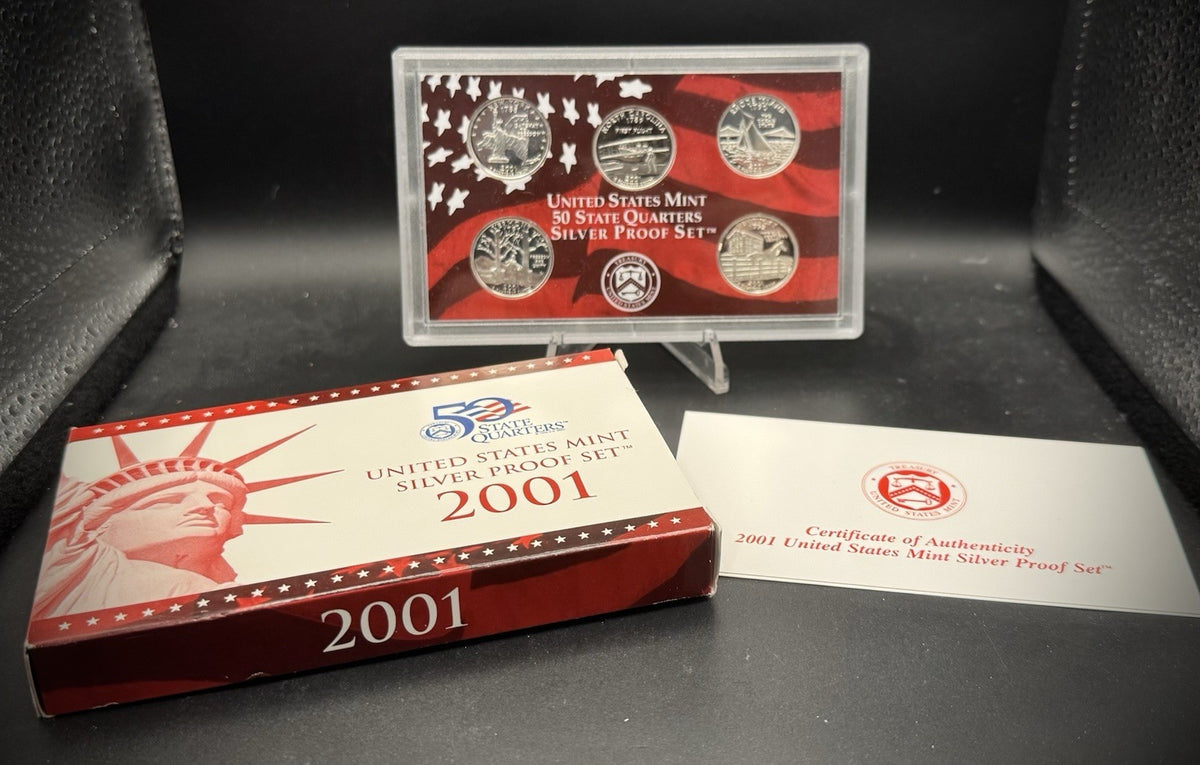 2001-S 90% SILVER America the Beautiful PROOF Quarter Set w 2001 US MINT Box COA0