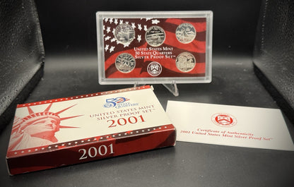 2001-S 90% SILVER America the Beautiful PROOF Quarter Set w 2001 US MINT Box COA0