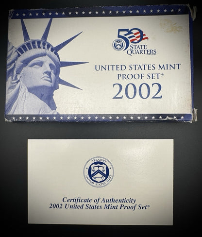 2002-S State Quarter GEM PROOF Clad 5 Coin Set w 2002 US Mint Box and COA2