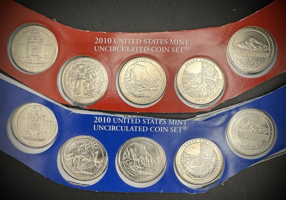 2010 P D Satin Finish State Quarter 10 Coins From US Mint Uncirculated Coin Set1