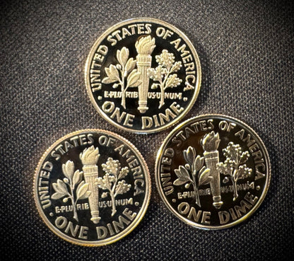 2017 2018 2019 S Clad Gem PROOF Roosevelt Dime Set Of 3 Consecutive Years3
