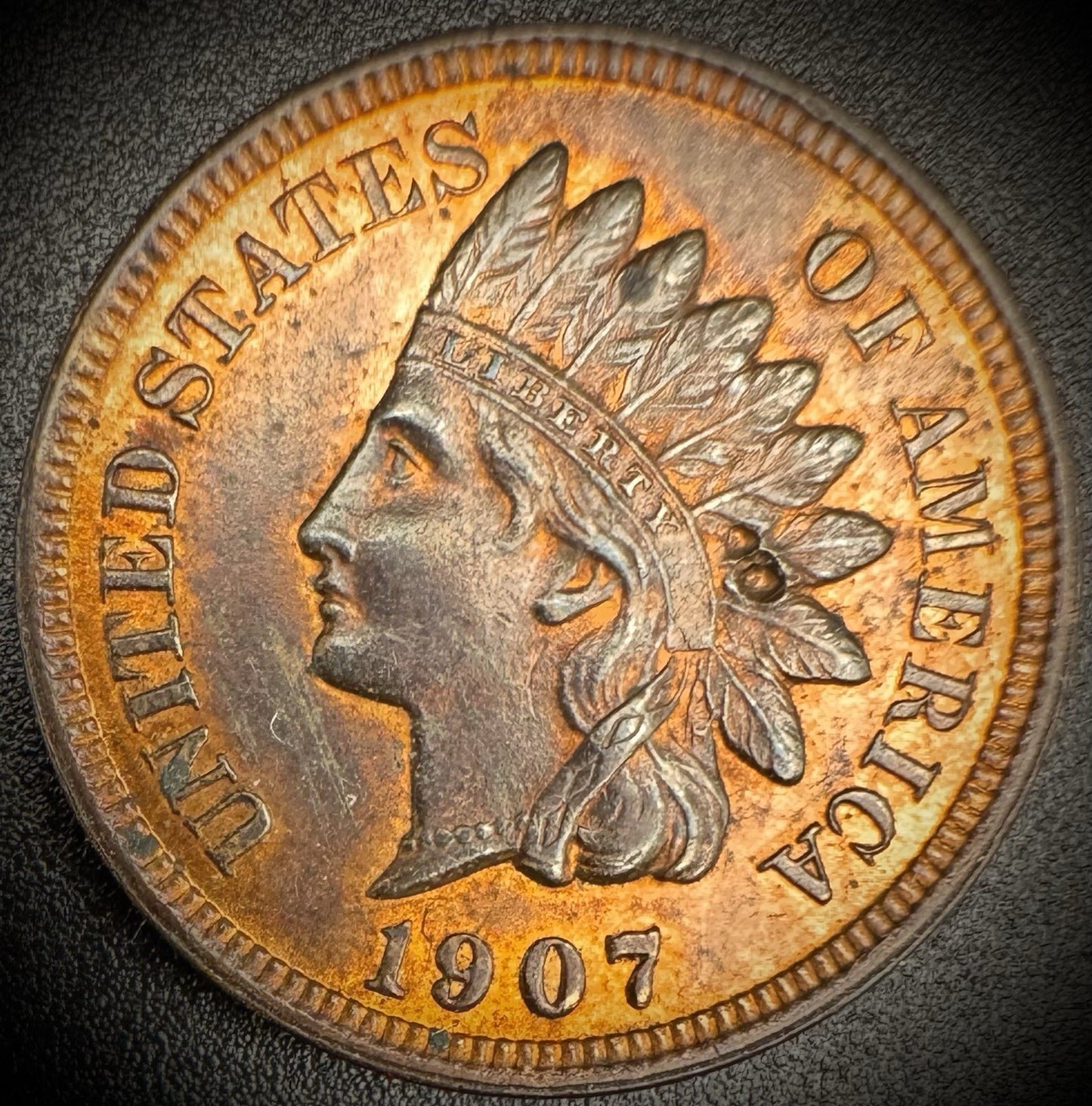 1907 Indian Head Cent Penny Full Liberty 4 Diamonds CARTWHEEL LUSTER SEE VIDEO0