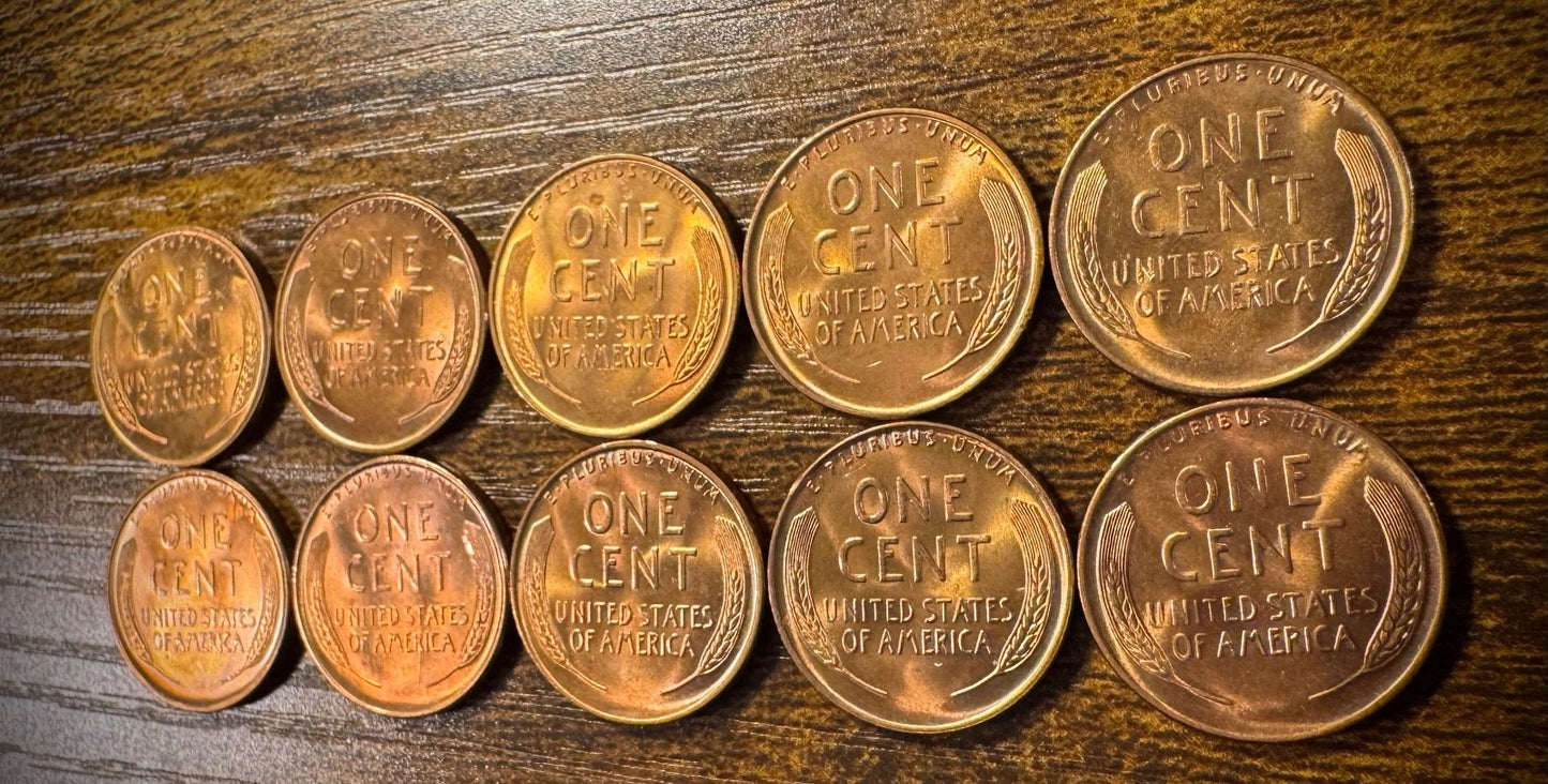 1936 Lincoln Wheat Cent Brilliant Uncirculated Red Lot Of 10 Coins6