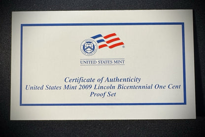 2009 US Mint Lincoln Bicentennial One Cent PROOF 4 Coin Set w OGP COA4