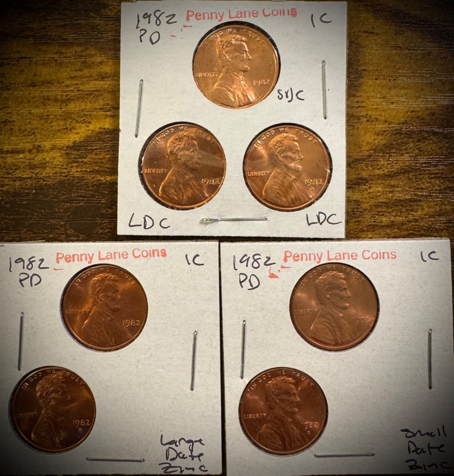 1982 Lincoln Memorial Cent P D Uncirculated Small Large Date Copper Zinc 7 Coins0