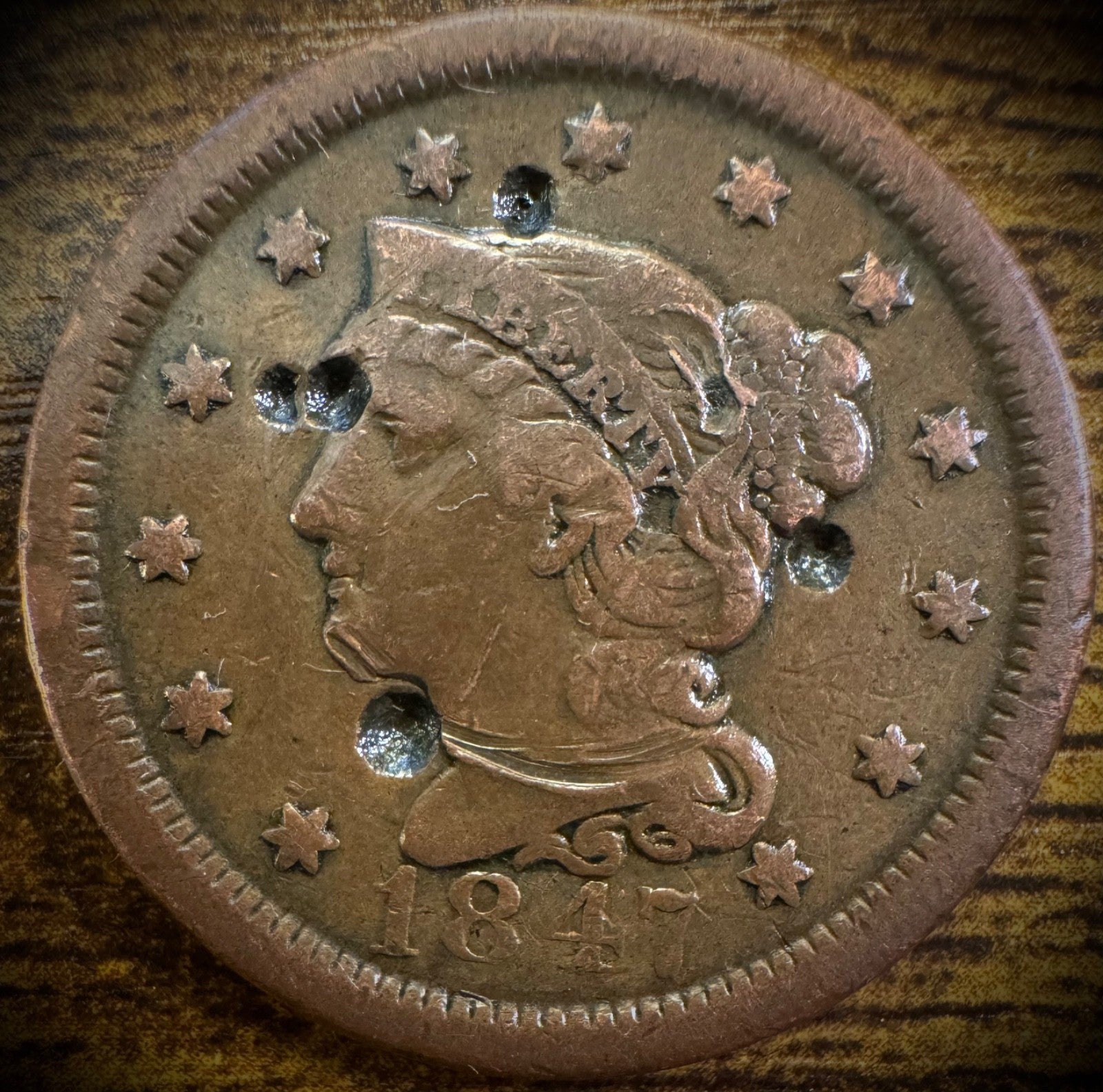 1847 Large Cent Coronet Head Braided Hair Style #20