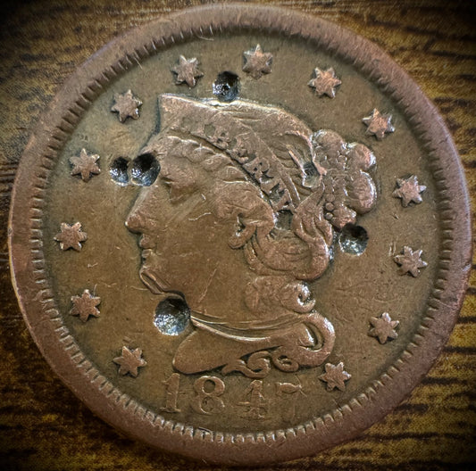 1847 Large Cent Coronet Head Braided Hair Style #20