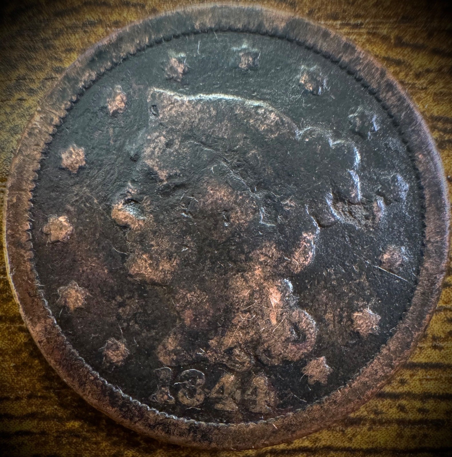 1844 Large Cent Coronet Head Braided Hair Style #10