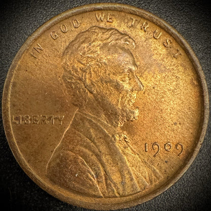1909 Lincoln Wheat Cent Penny First Year Of Type AU About Uncirculated0