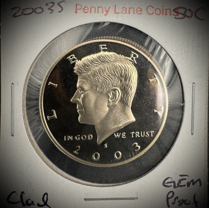 2003-S GEM PROOF Kennedy Half Dollar Clad 50C DEEP ULTRA CAMEO #12