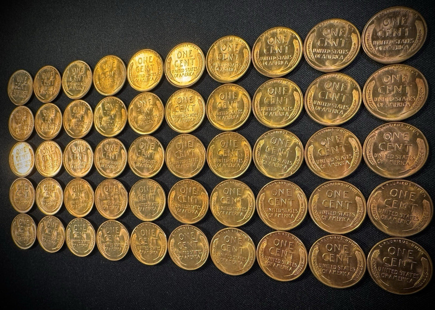 1955-S Lincoln Wheat Cent Penny RED LUSTROUS Uncirculated Roll Of 50 Coins7