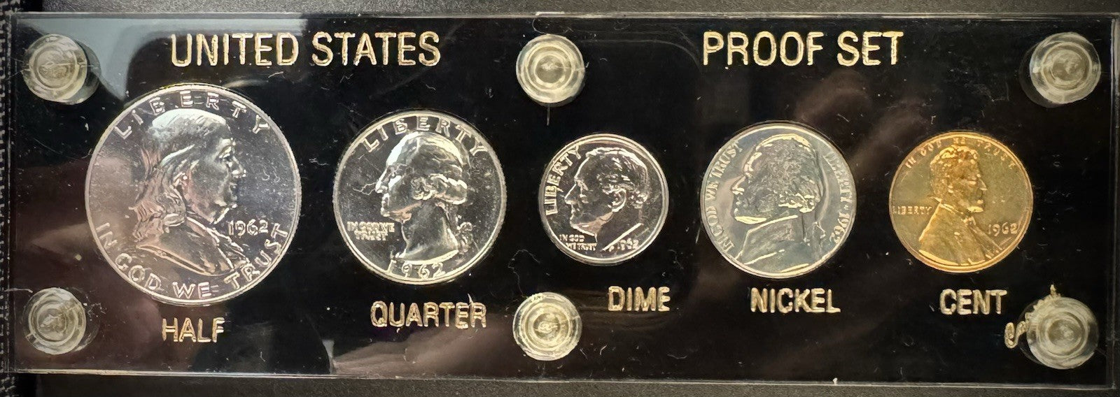 1962 US Mint Proof Set Gem PROOF Coins In New Capital Holder 90% Silver2