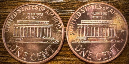 1999 P & D Lincoln Memorial Cent BU 2 Coin Set From Original Rolls1
