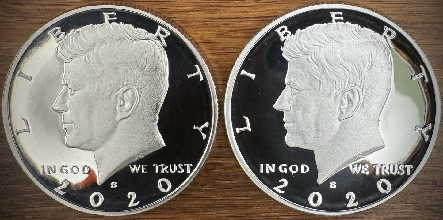 2020-S Kennedy Half Dollar GEM PROOF .999 Silver & Clad 2 Coin Lot Set0