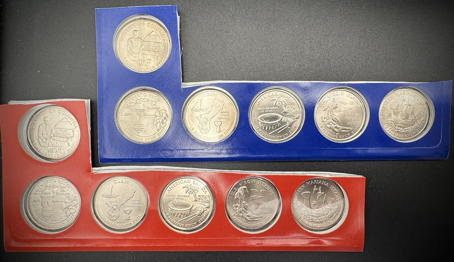 2009 P D Satin Finish Quarter DC & US Territories 12 Coins From US Mint Unc Set0