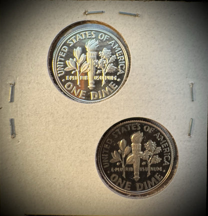 2025-S 99.9% SILVER And Clad PROOF Roosevelt Dime 10C .999 Fine Lot Of 2 Coins7