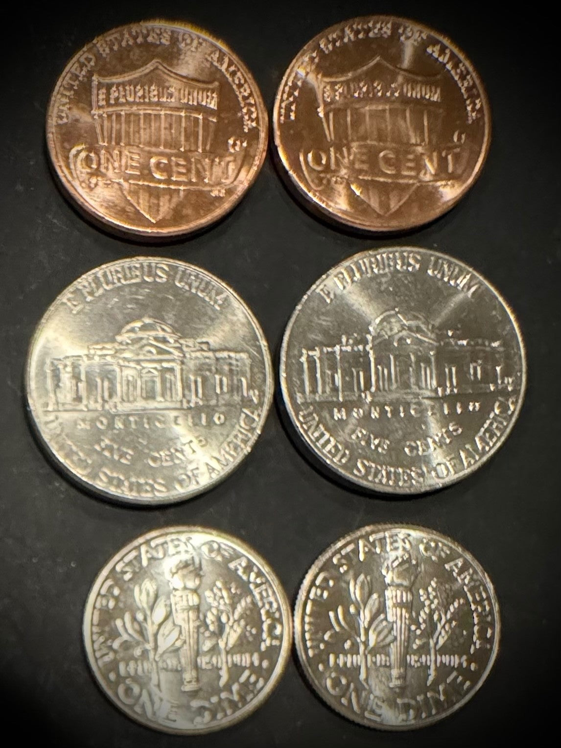2024 P D Lincoln Cent Jefferson Nickel Roosevelt Dime 6 Coin Lot From Rolls1