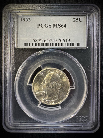1962 Silver Washington Quarter PCGS MS64 BLAST WHITE0