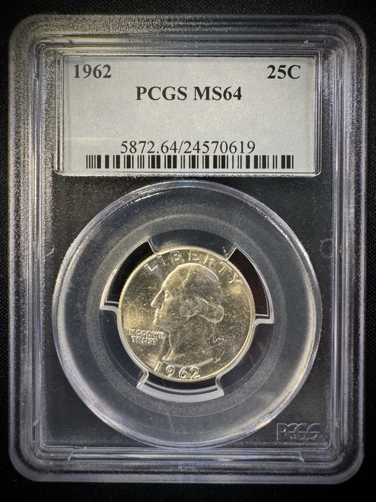 1962 Silver Washington Quarter PCGS MS64 BLAST WHITE0