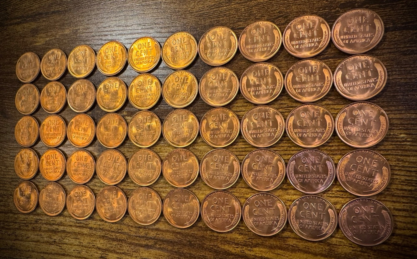 1939 Lincoln Wheat Cent GEM RED LUSTROUS Uncirculated Roll Of 50 Coins4