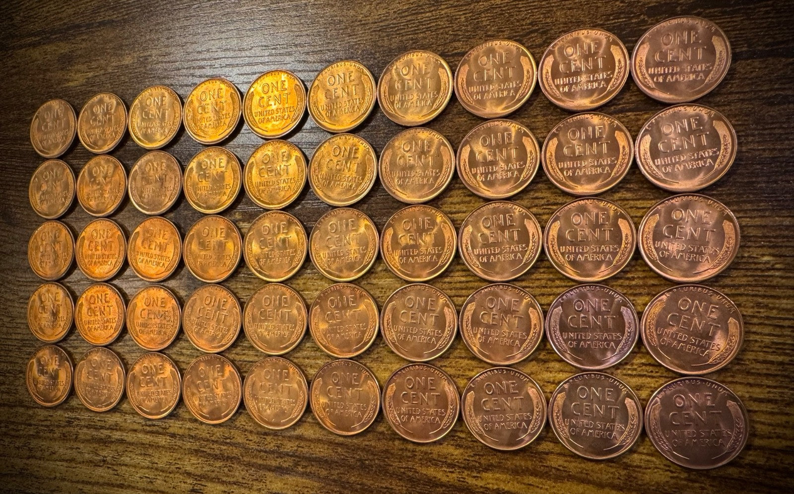 1939 Lincoln Wheat Cent GEM RED LUSTROUS Uncirculated Roll Of 50 Coins4
