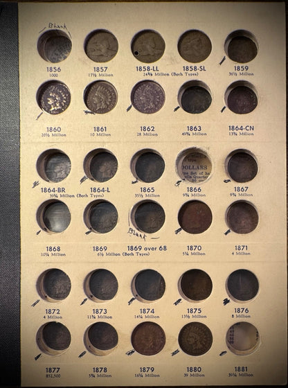 1857-1909 Flying Eagle Indian Head Cent Collection 33 Coins Starter Set SEMIKEYS1