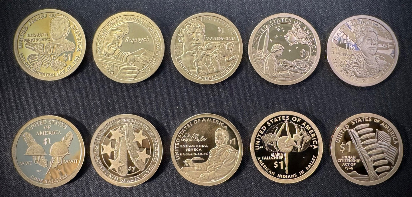 2016-2025 S Sacagawea Dollar GEM PROOF DEEP CAMEO Set Lot Of 10 Coins7