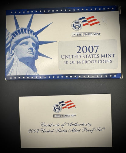 2007-S State Quarter GEM PROOF Clad 5 Coin Set w 2007 US Mint Box and COA2