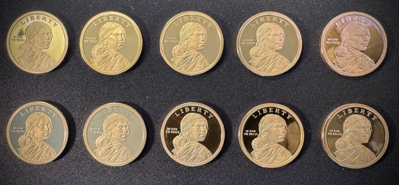 2016-2025 S Sacagawea Dollar GEM PROOF DEEP CAMEO Set Lot Of 10 Coins2