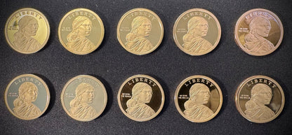 2016-2025 S Sacagawea Dollar GEM PROOF DEEP CAMEO Set Lot Of 10 Coins2