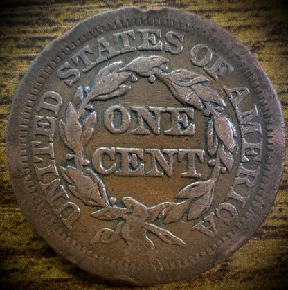 1852 Large Cent Coronet Head Braided Hair Style #41
