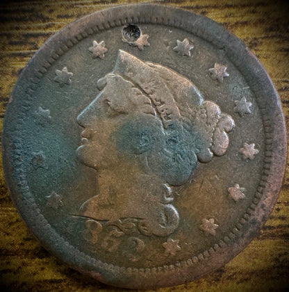 1852 Large Cent Coronet Head Braided Hair Style #20