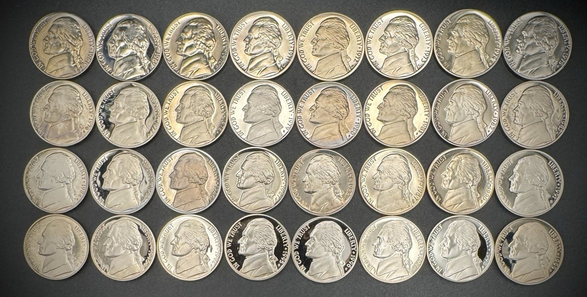 1968-1999 S Jefferson Nickel GEM PROOF 32 Coin 20th Century Collection Set0