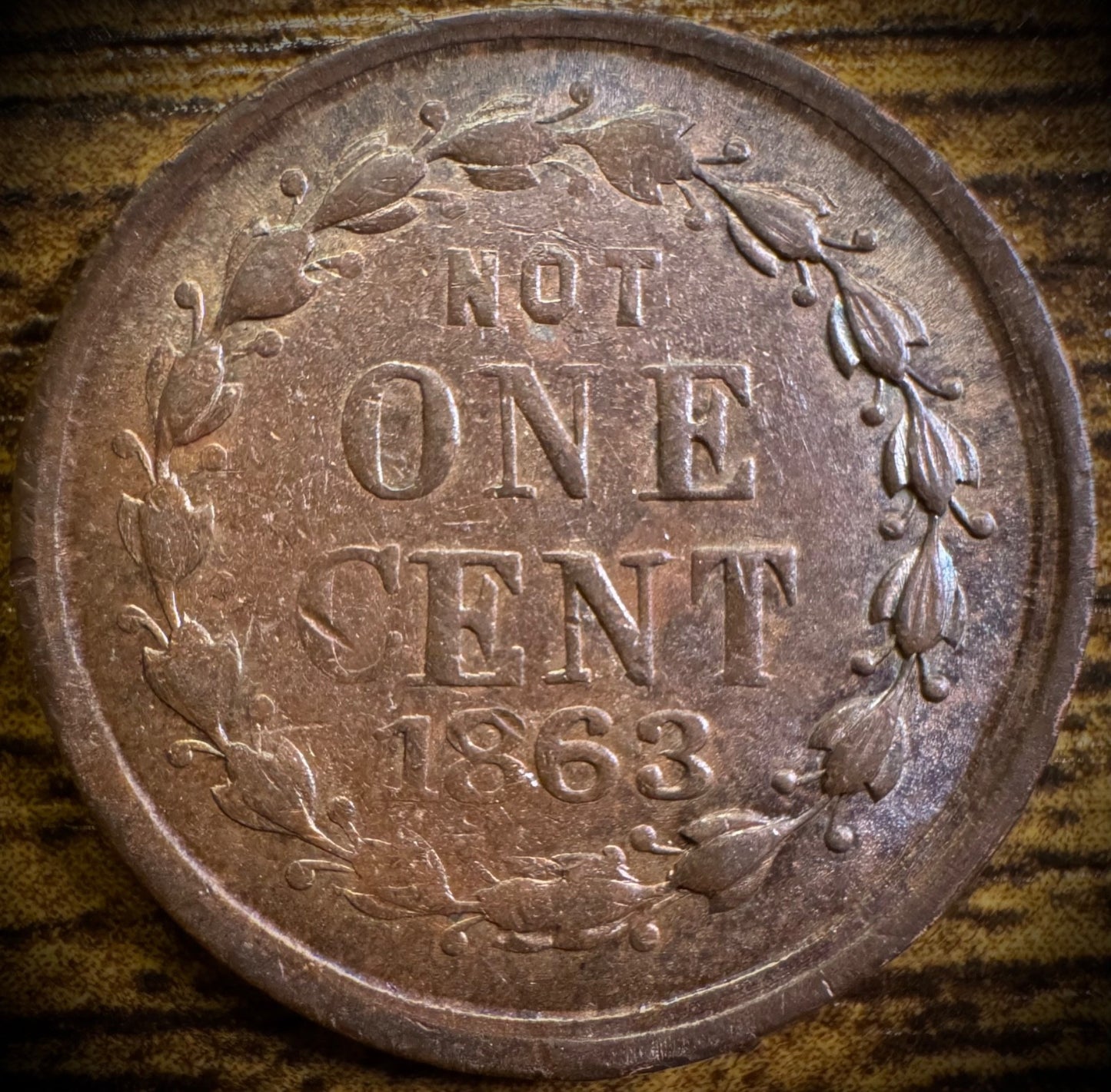 1863 NOT ONE CENT CIVIL WAR Token F-103/375a R4 1