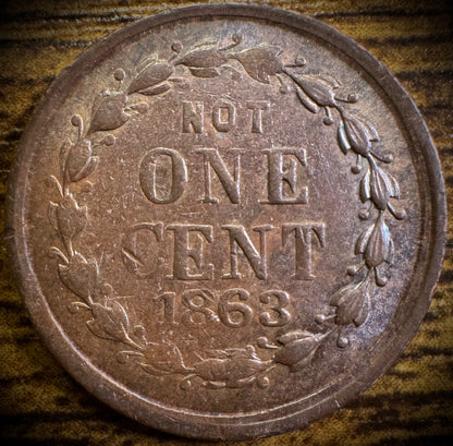 1863 NOT ONE CENT CIVIL WAR Token F-103/375a R4 1