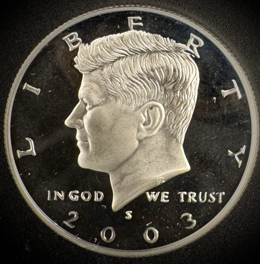 2003-S GEM PROOF Kennedy Half Dollar 90% SILVER 50C DEEP ULTRA CAMEO0