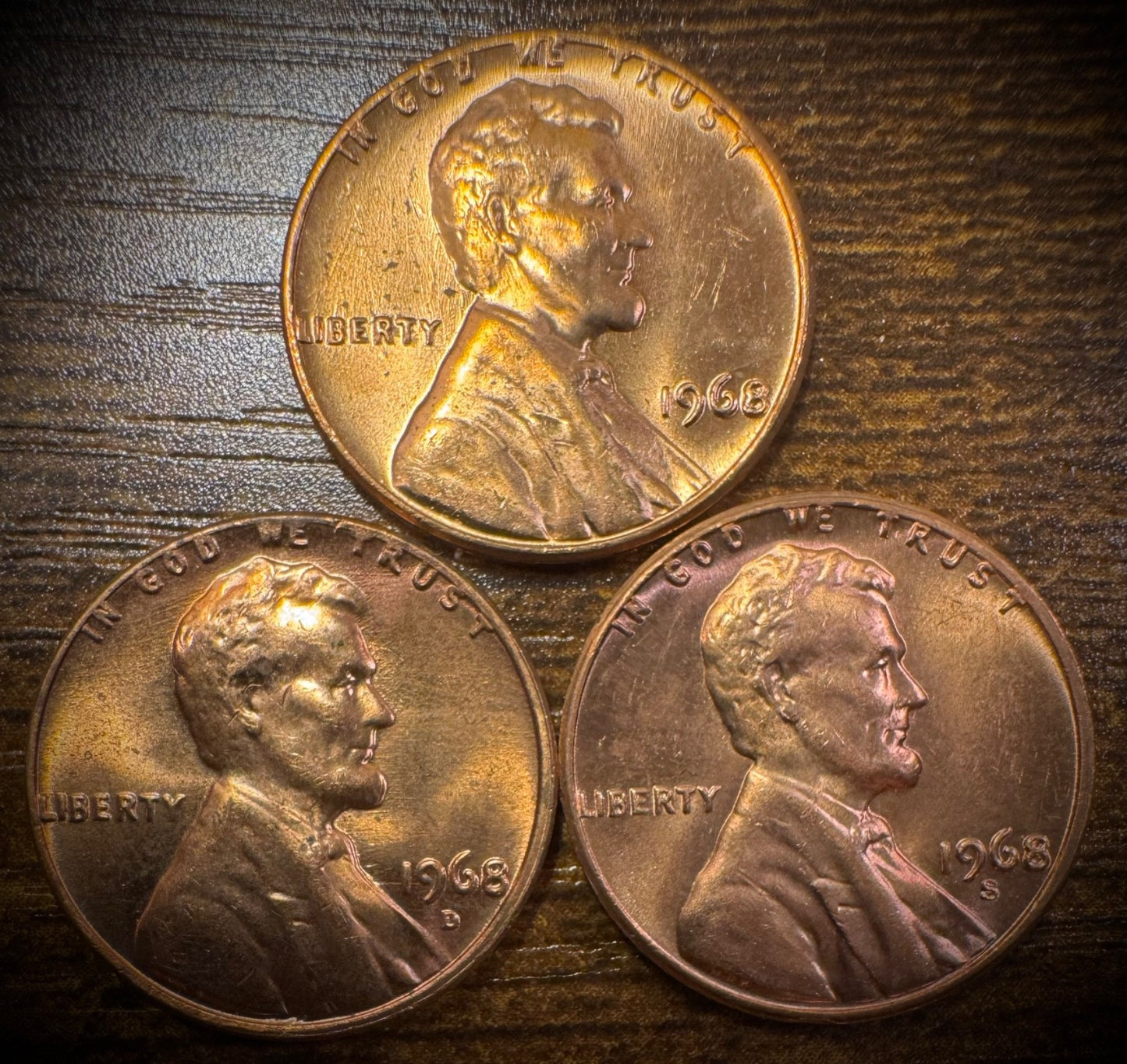 1968 Lincoln Memorial Cent P D S Uncirculated 3 Coin Lot From Original Rolls0