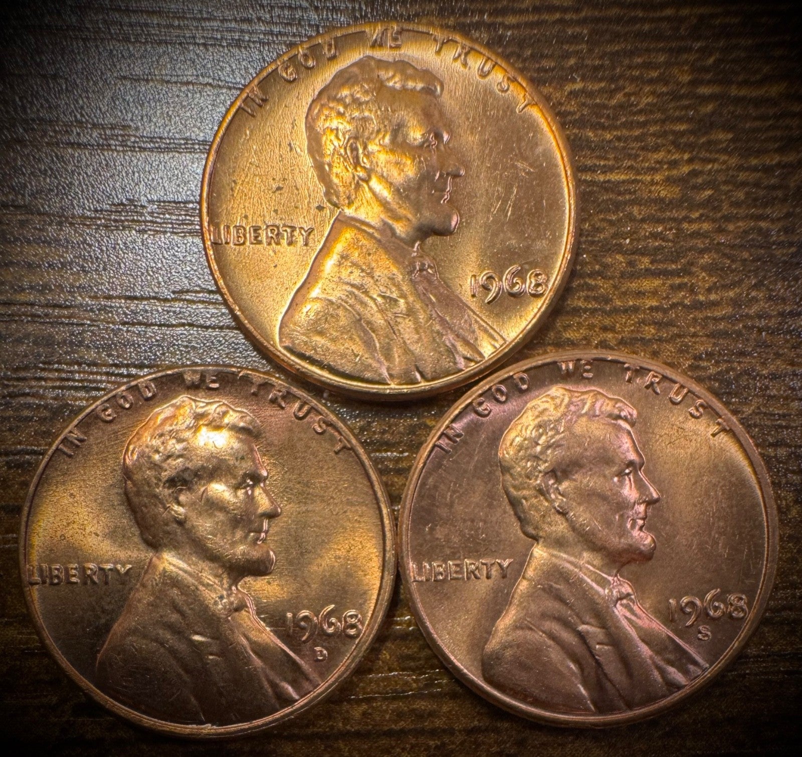 1968 Lincoln Memorial Cent P D S Uncirculated 3 Coin Lot From Original Rolls0