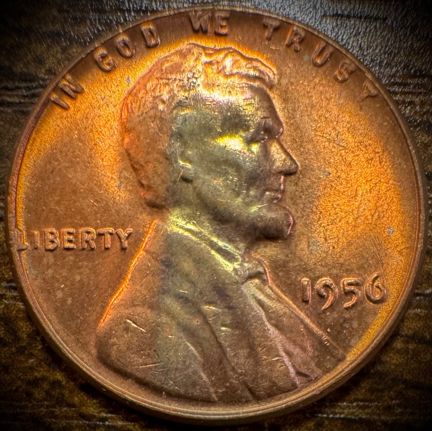 1956 Lincoln Wheat Penny Cent BU Uncirculated GORGEOUS GREEN TONING0