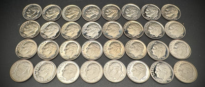 1968-1999 S Roosevelt Dime GEM PROOF Clad 32 Coin 20th Century Collection Set0